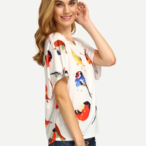 BIRD PRINT LOOSE T-SHIRT - Picture 3 of 4